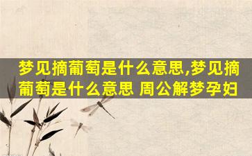 梦见摘葡萄是什么意思,梦见摘葡萄是什么意思 周公解梦孕妇